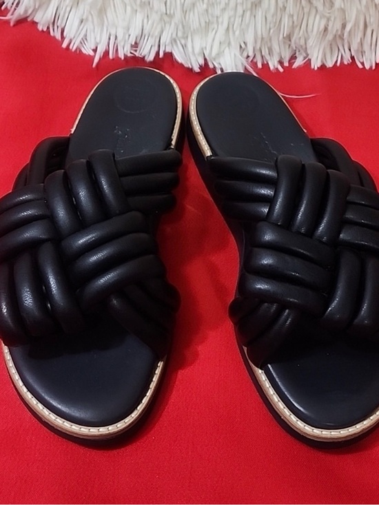 Paul Green Shoes - Paul Green Black Braided Leather Slide Sandals